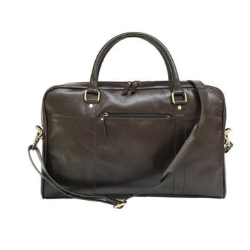 Men Genuine Leather Laptop Bag Coffee Brown